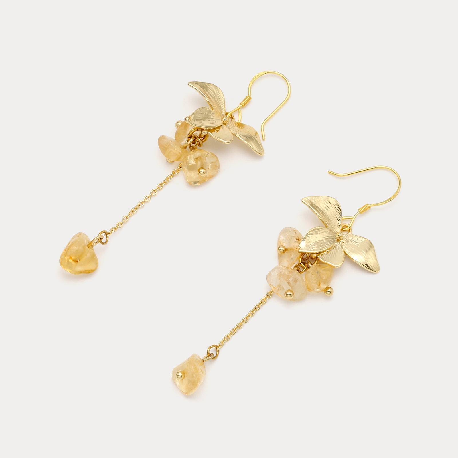 Crystal Gold Flower Beaded Earrings