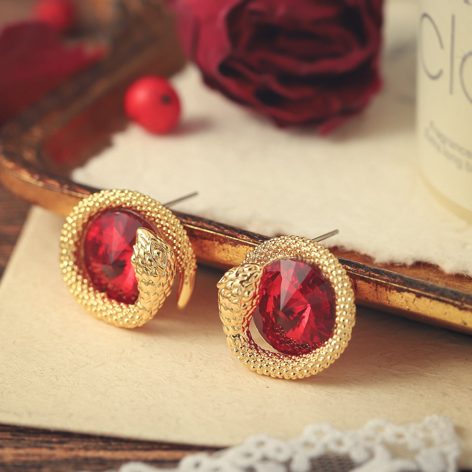 Golden Snake Stud Earrings