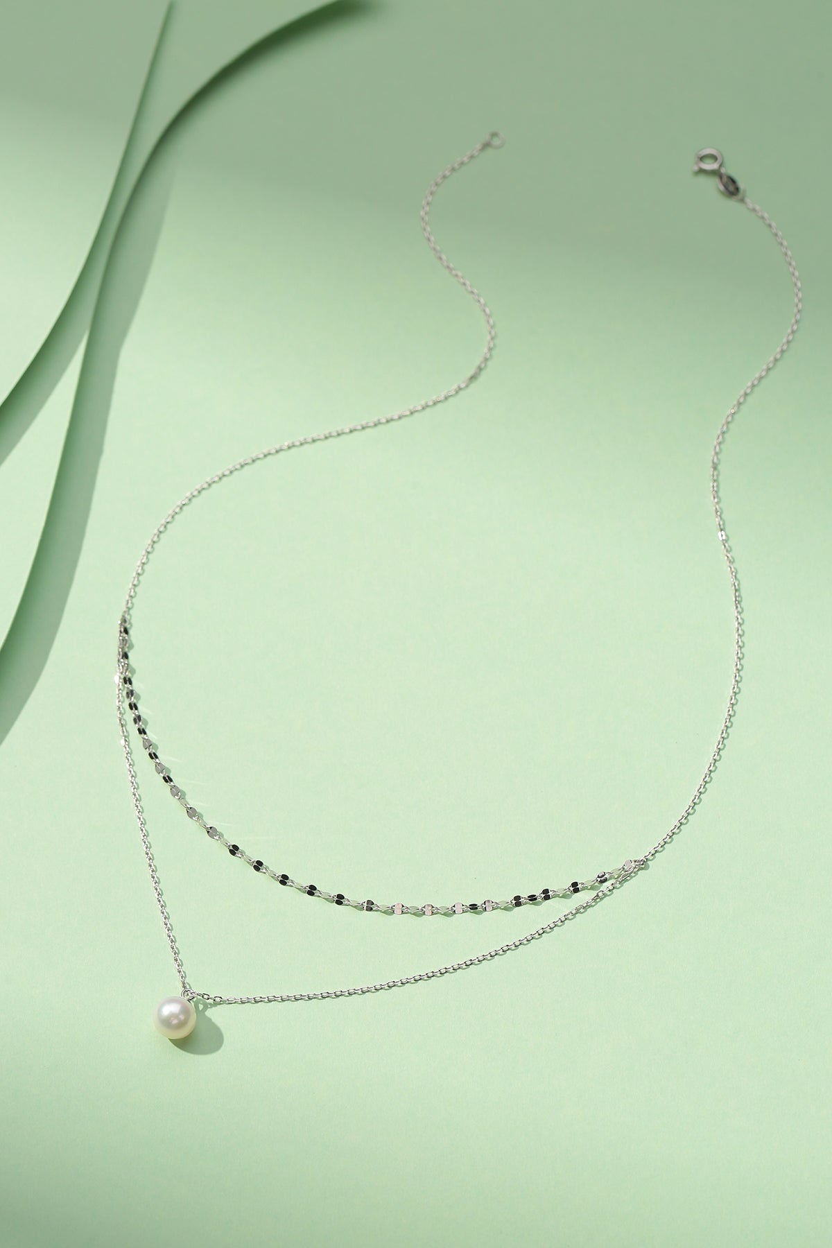 Double Layer Pearl Pendant Chain Necklace