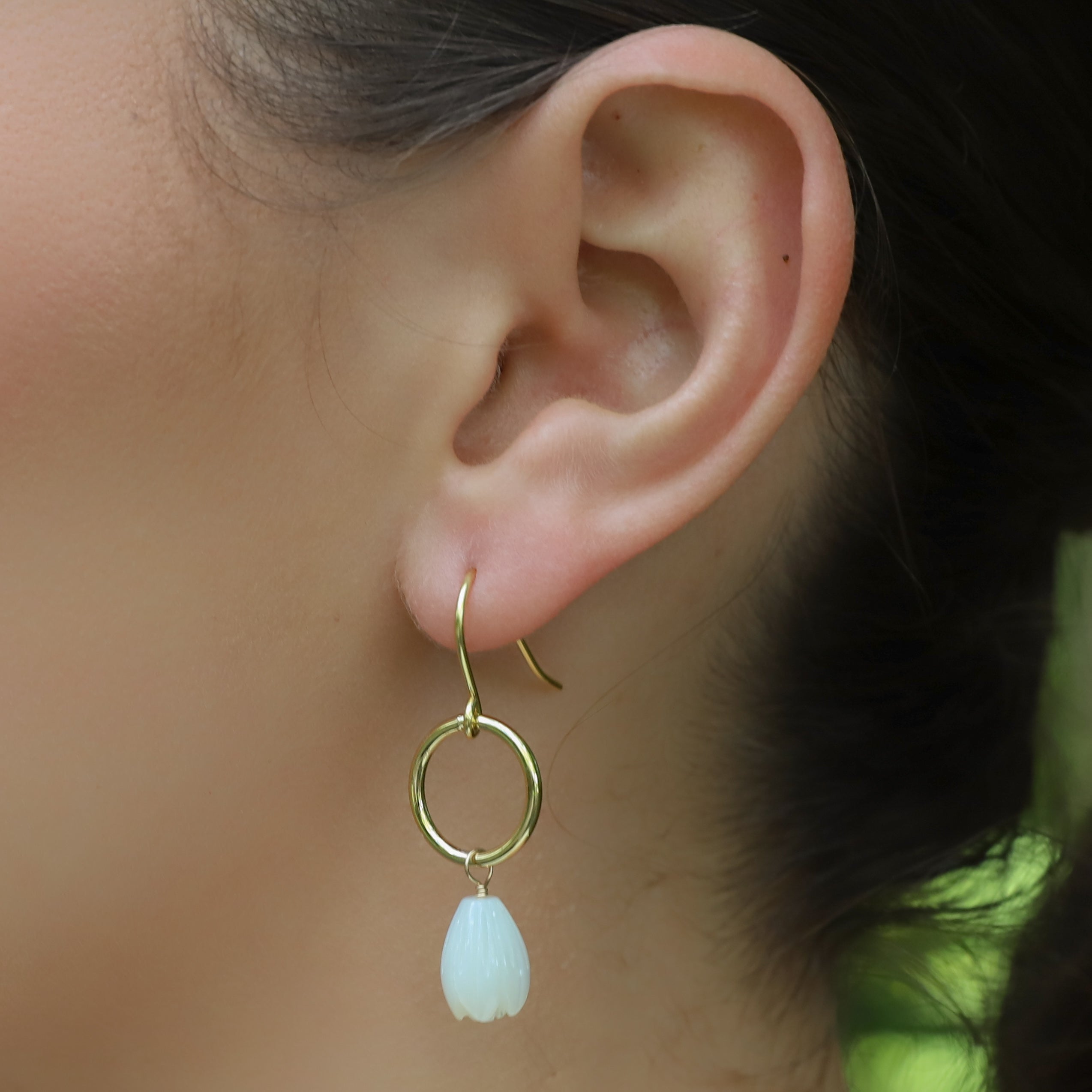 White Pikake Hoop Earrings