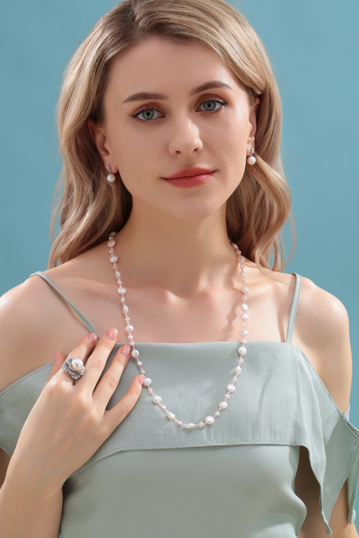 Pastel Beaded Baroque Freshwater Pearl Necklace