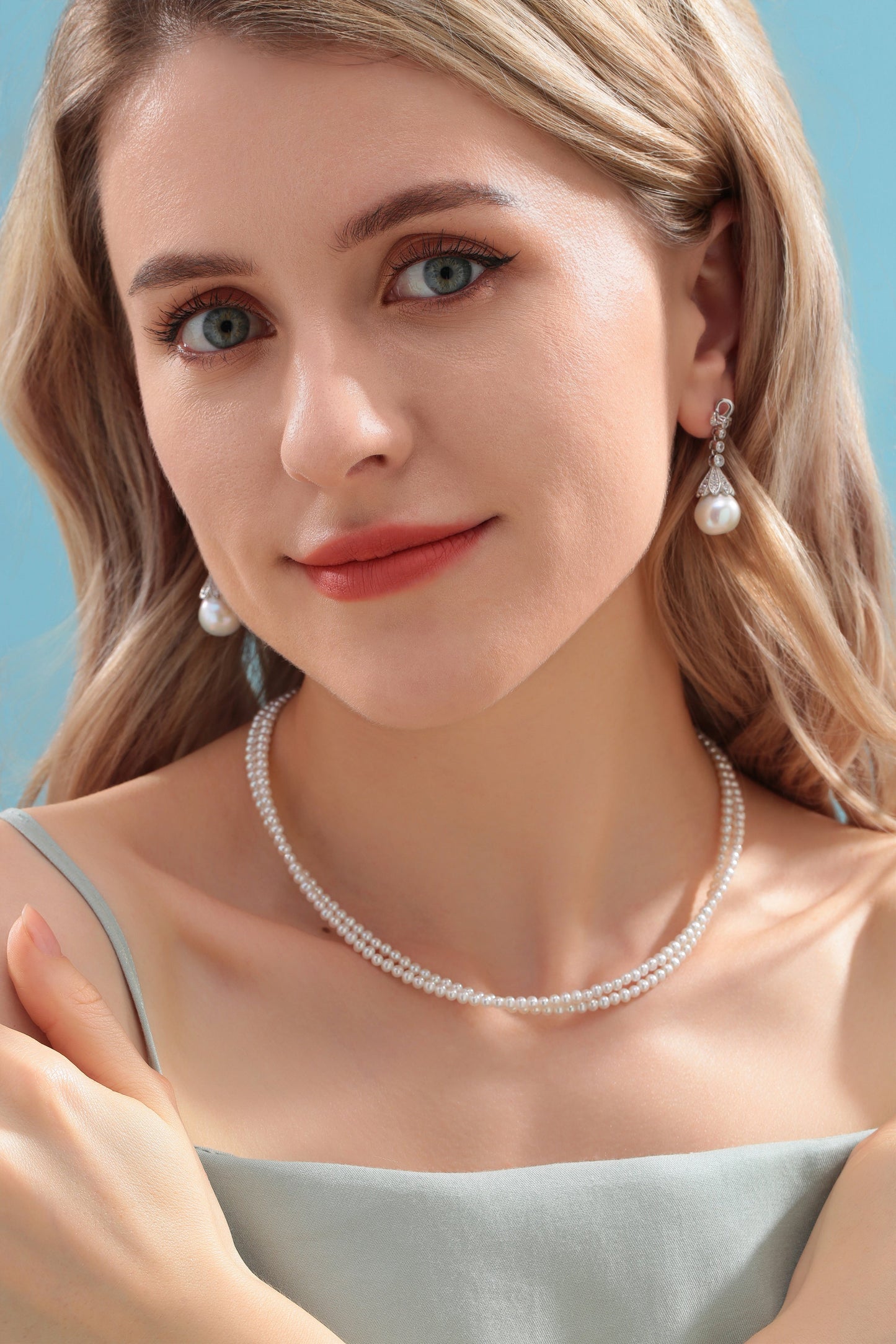 Dainty Dual Strand White Freshwater Pearl Necklace