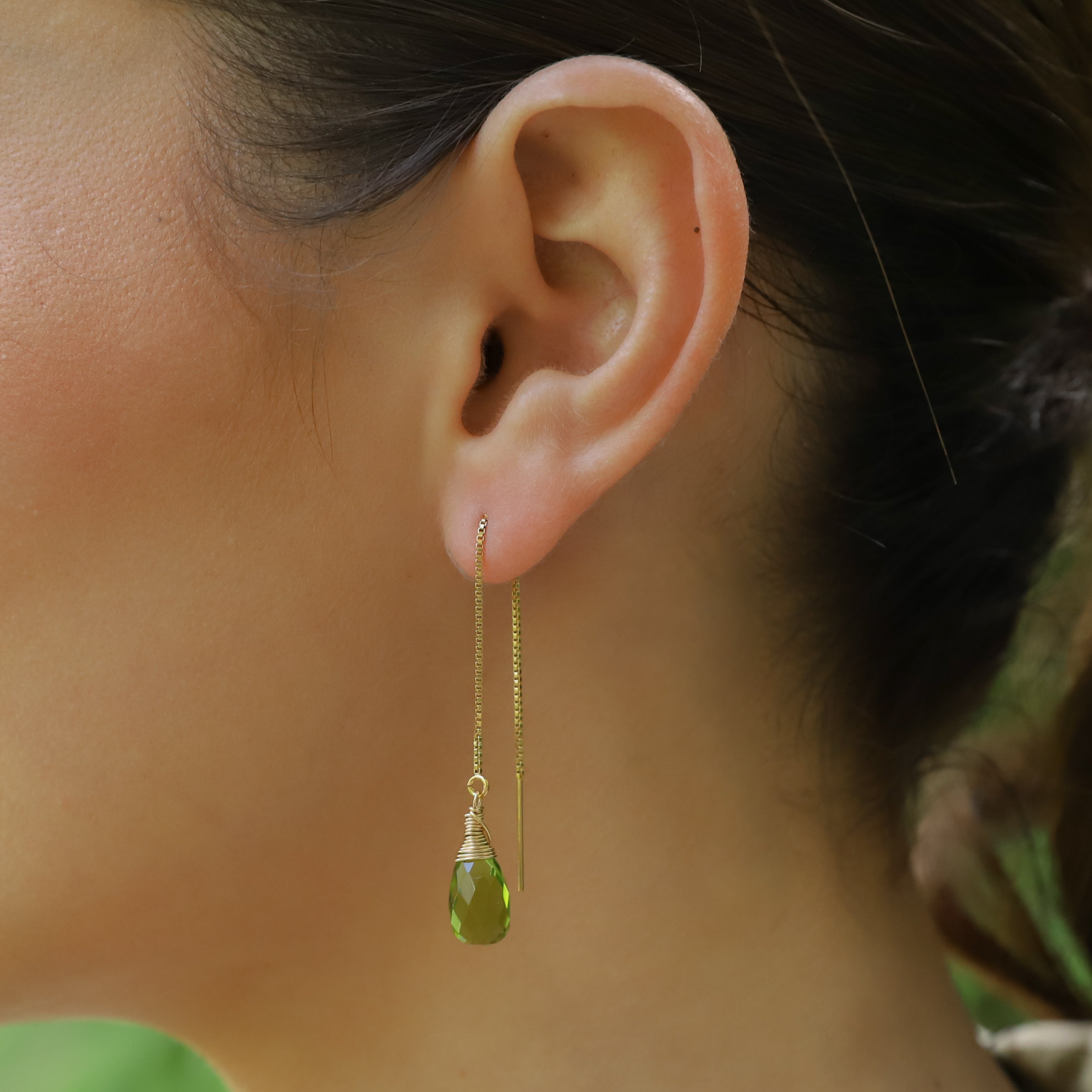 Peridot Threader Earrings