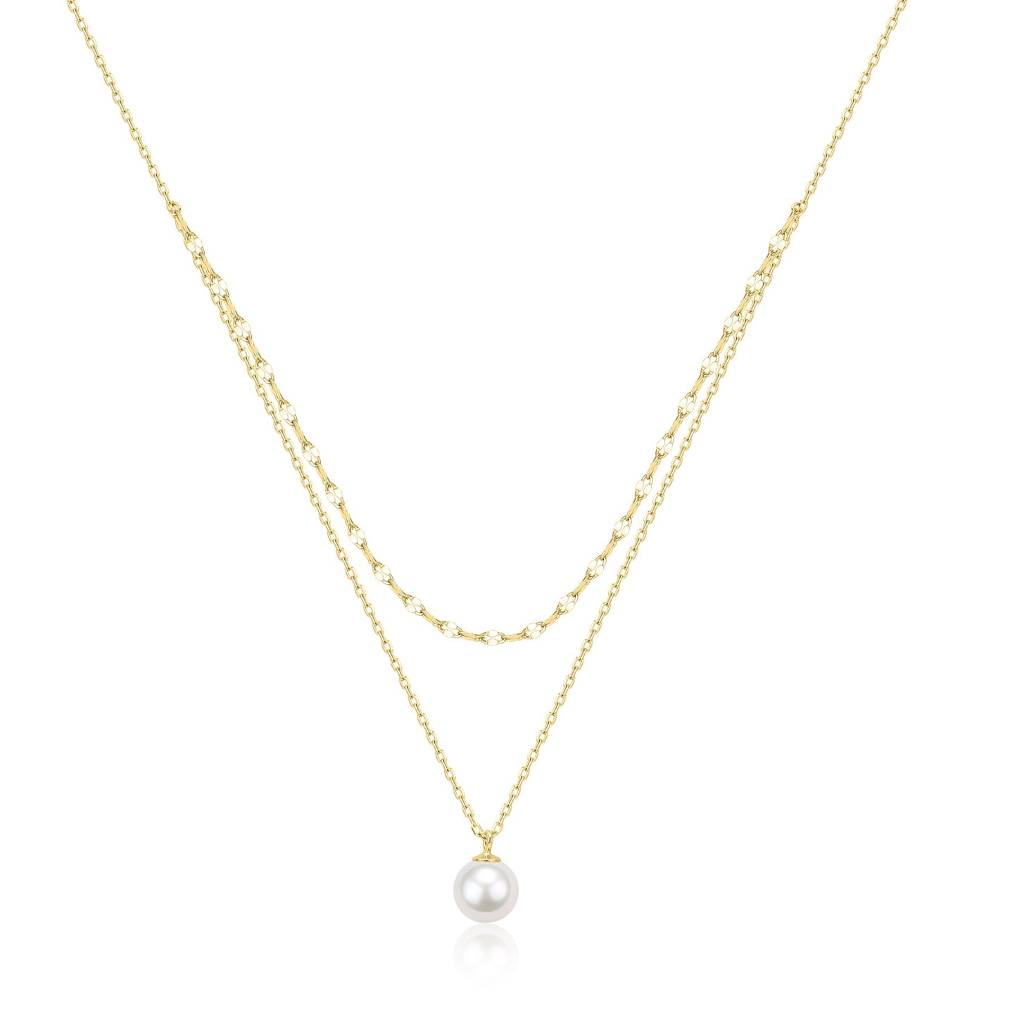 Double Layer Pearl Pendant Chain Necklace