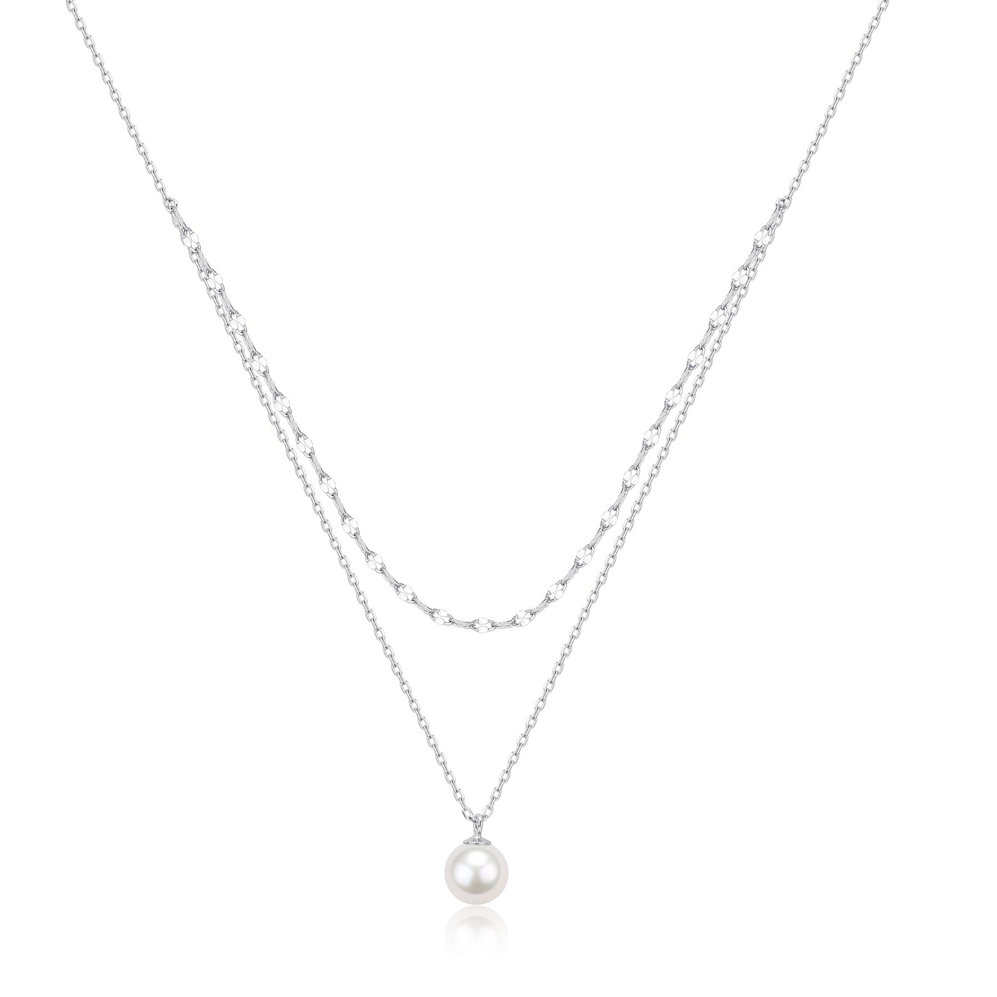 Double Layer Pearl Pendant Chain Necklace