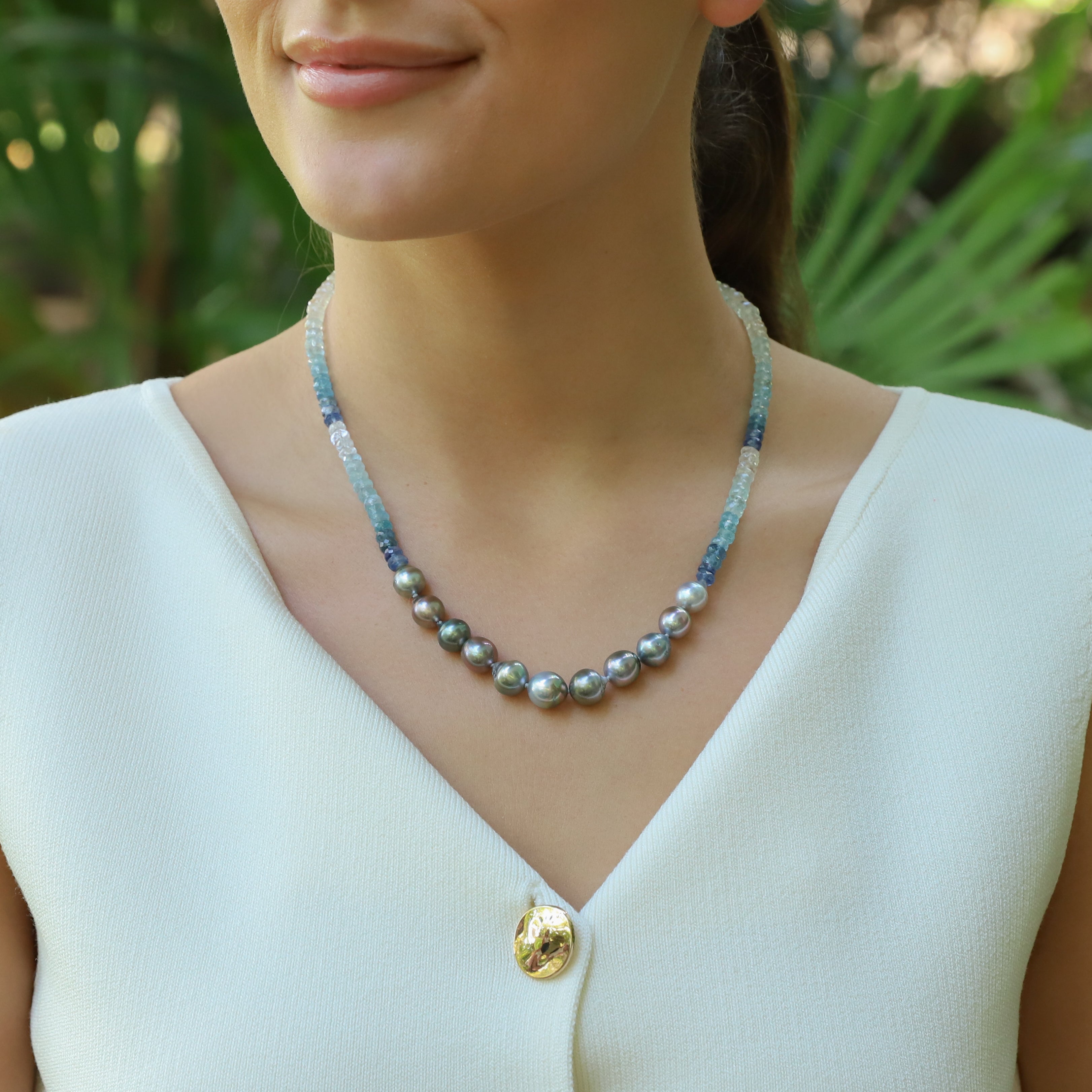 Mana Ombre Aquamarine Tahitian Pearl Necklace