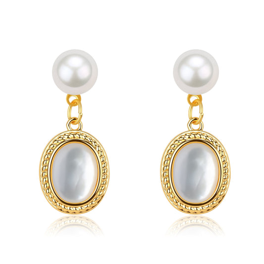 White Crystal and Mother of Pearl Earrings