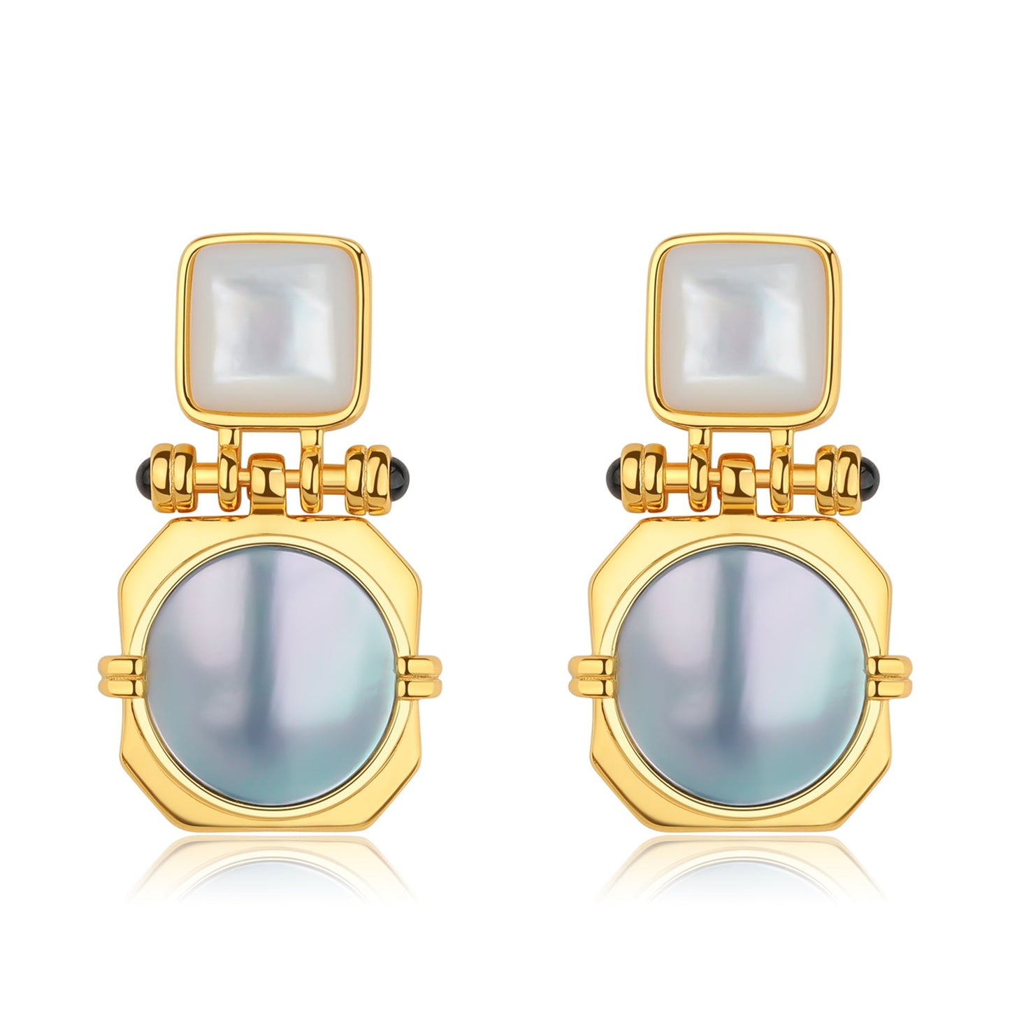 Mabe Pearl and White Shell Earrings