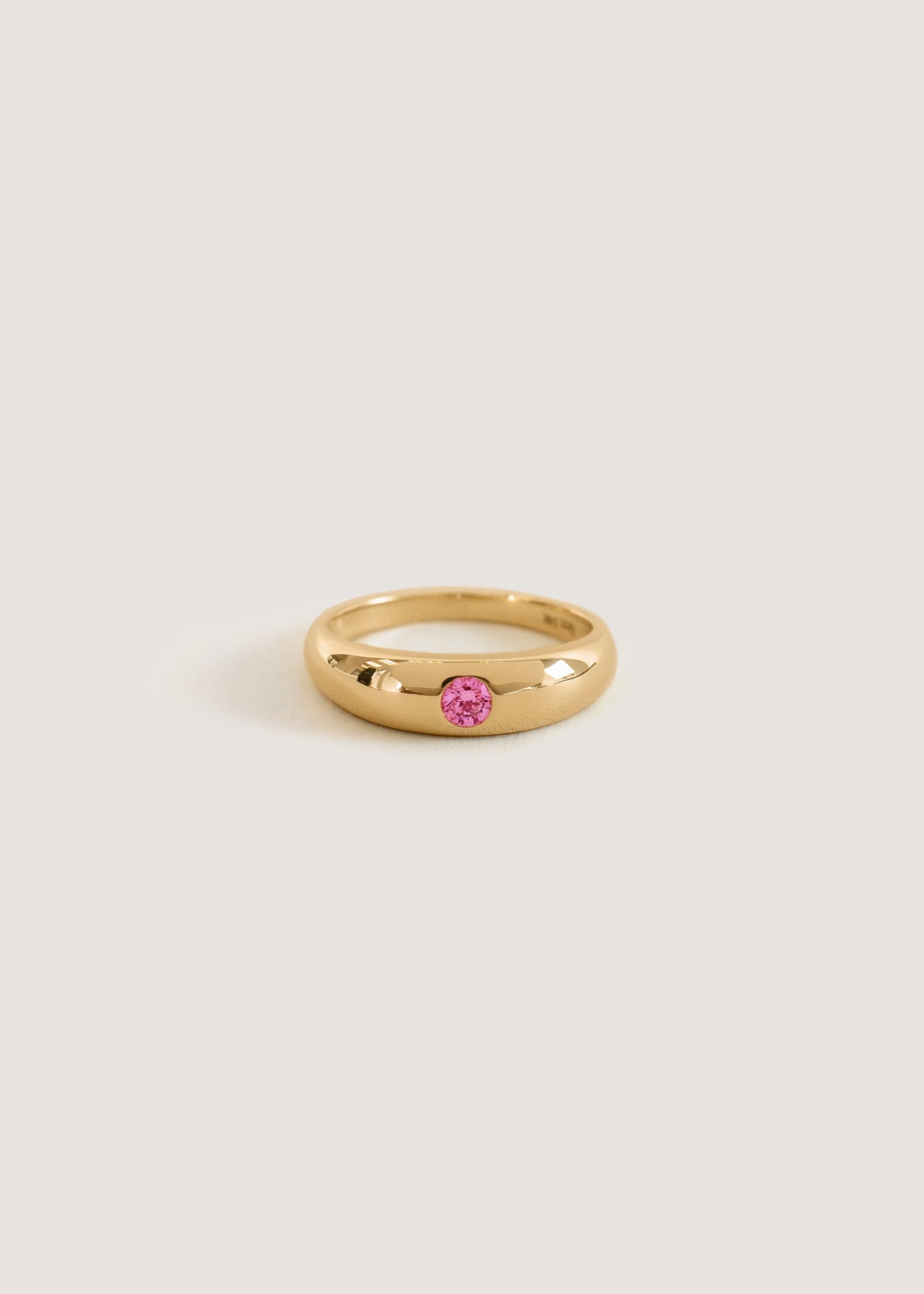 Pink Tourmaline Dome Birthstone Ring