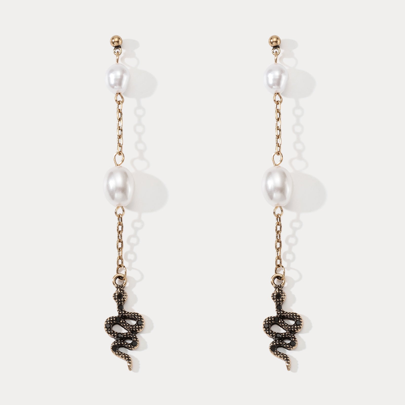 Snake Pearl Drop Earrings