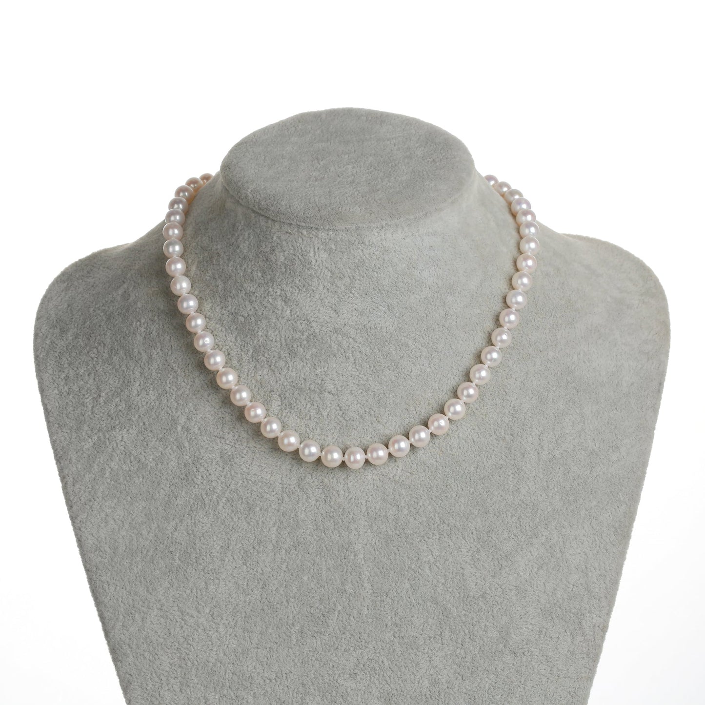 Classic Round Freshwater Pearl Necklace with Silver Clasp