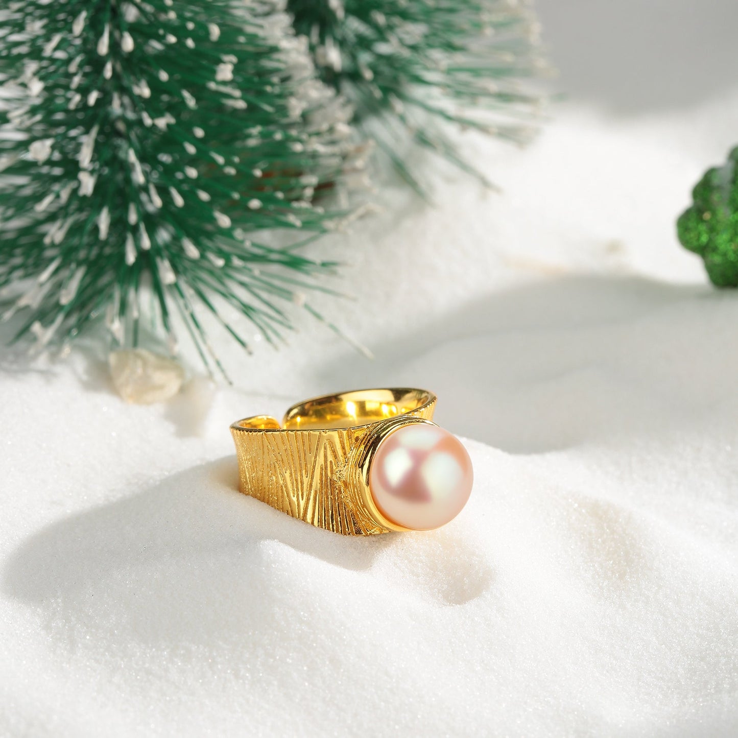 Freshwater Pink Pearl Wide Ring for Women