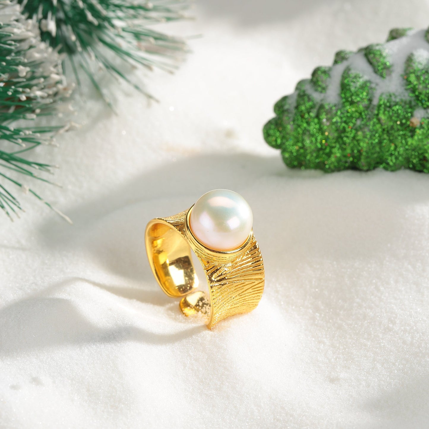 Wide Freshwater Pearl Ring in 7-8mm Size