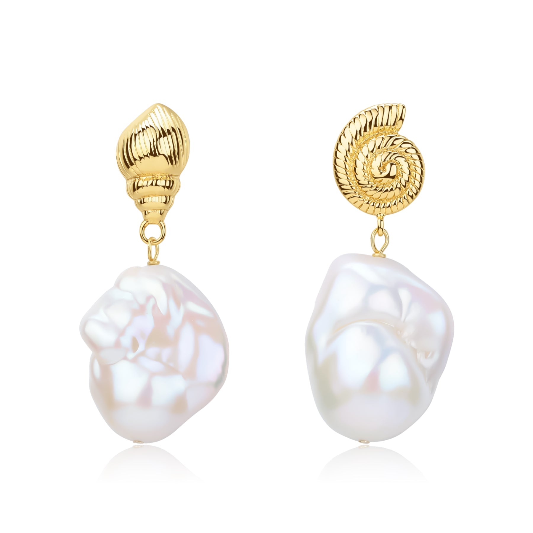 Shell Conch Baroque Pearl Earrings