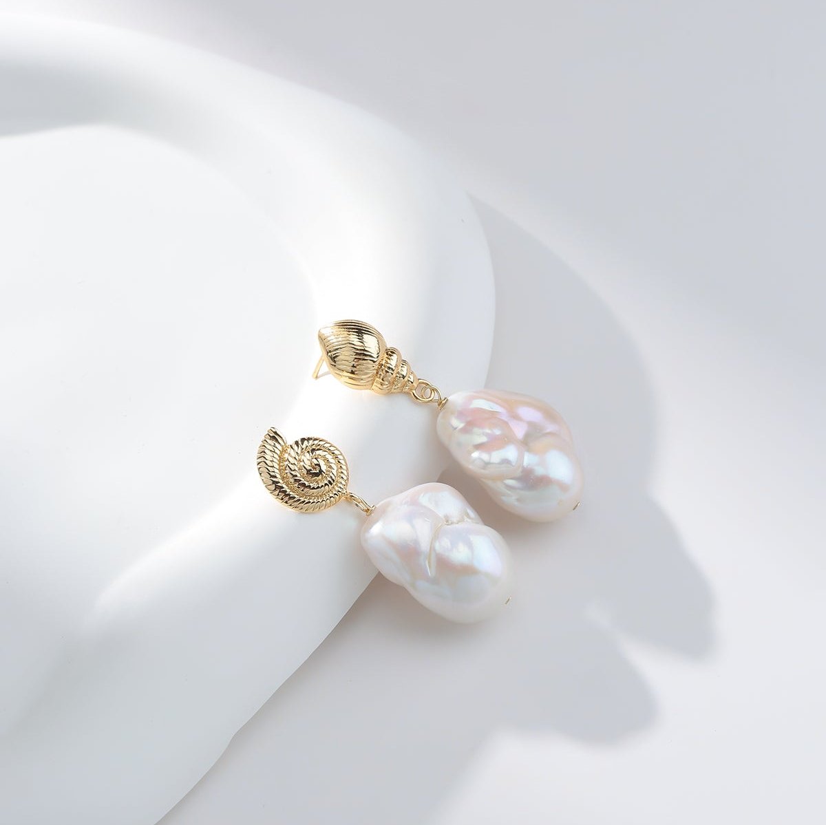 Baroque Pearl Shell Conch Earrings