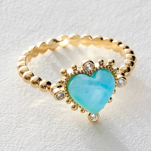 Larimar Heart Design Ring in Elegant Style