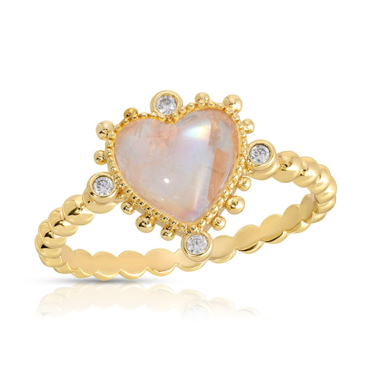 Moonstone Heart Ring in Elegant Style