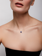 14kt Gold Lapis and Diamond Dot Necklace