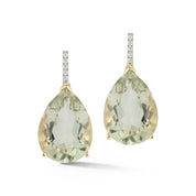 14kt Green Amethyst Pear drop earrings