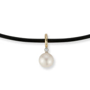 14kt Diamond Pearl Dot on Leather Cord Necklace