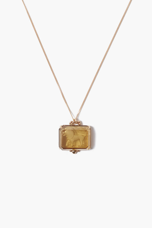 14k Gold Leo Zodiac Pendant Necklace