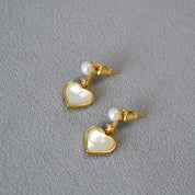 Mother of Pearl Heart Drop Earrings