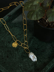 Extra Large Chain Baroque Pendant Necklace