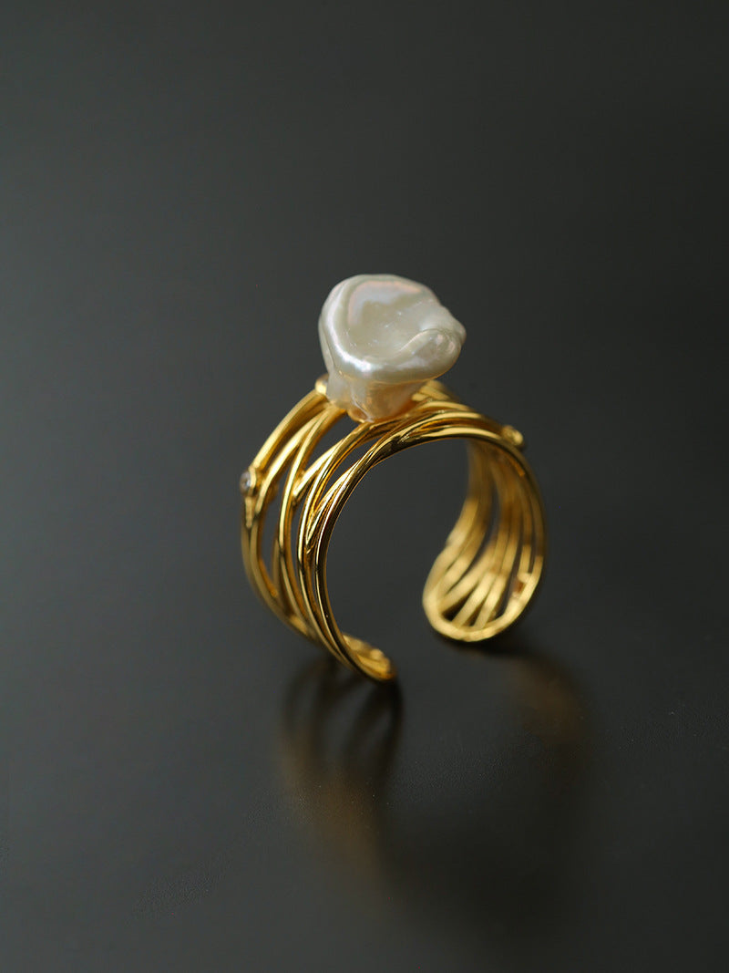 Multi-layer Baroque Pearl Ring Design