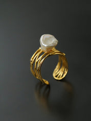 Crafted Multi-layer Baroque Pearl Ring