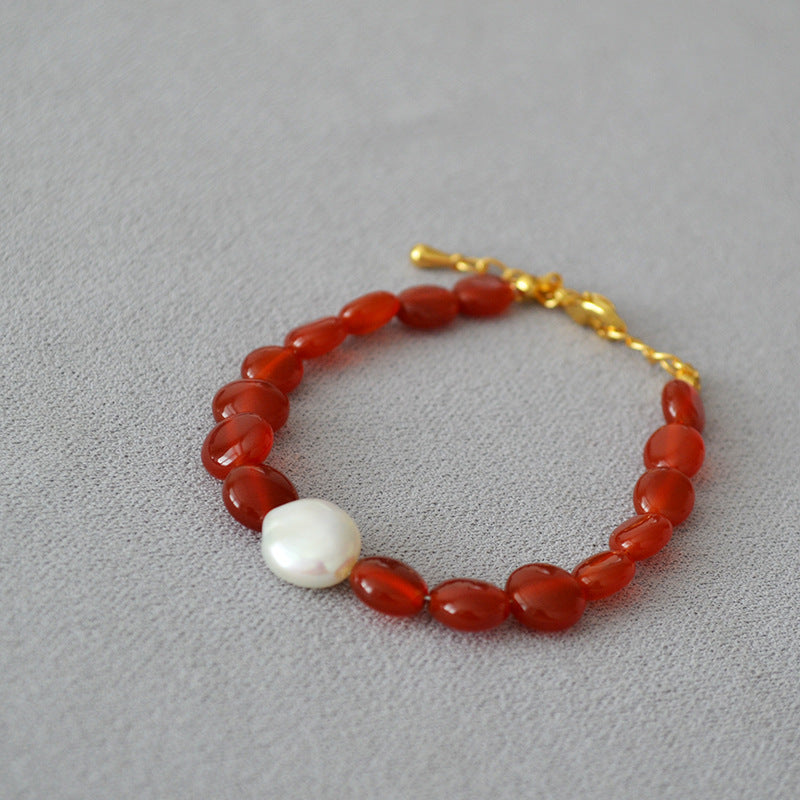 Red Onyx Baroque Style Necklace and Bracelet Set