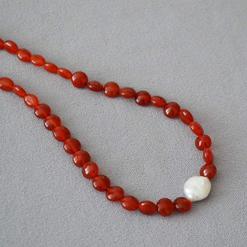 Red Onyx Baroque Style Necklace and Bracelet Set