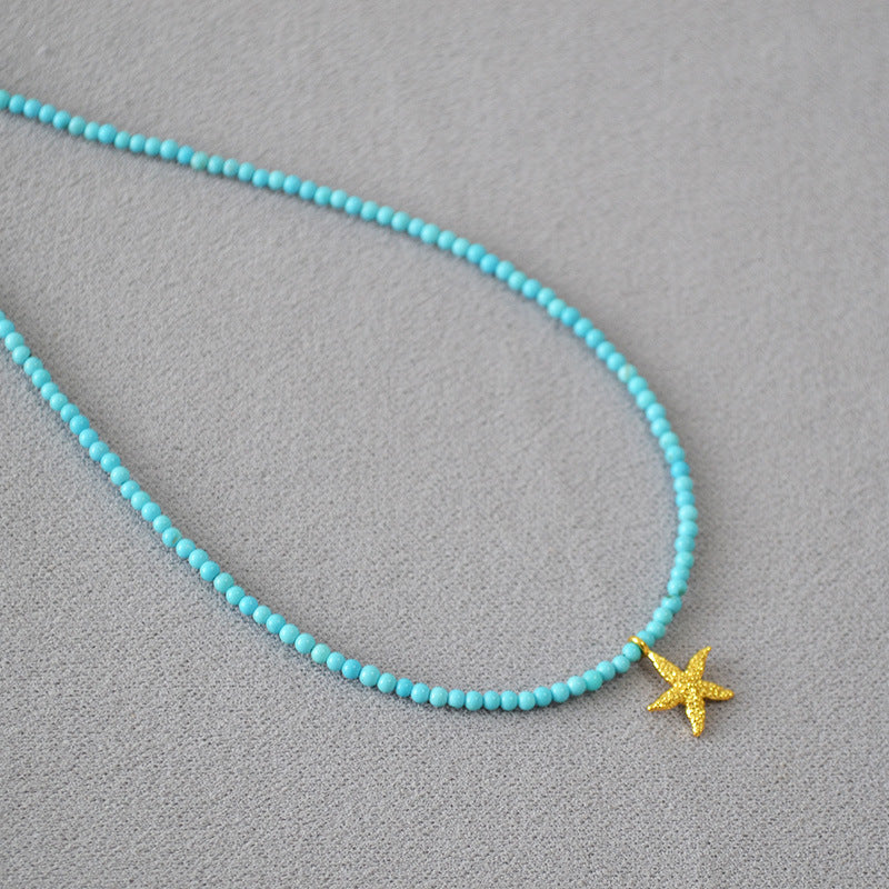 Turquoise Beaded Star Pendant Necklace