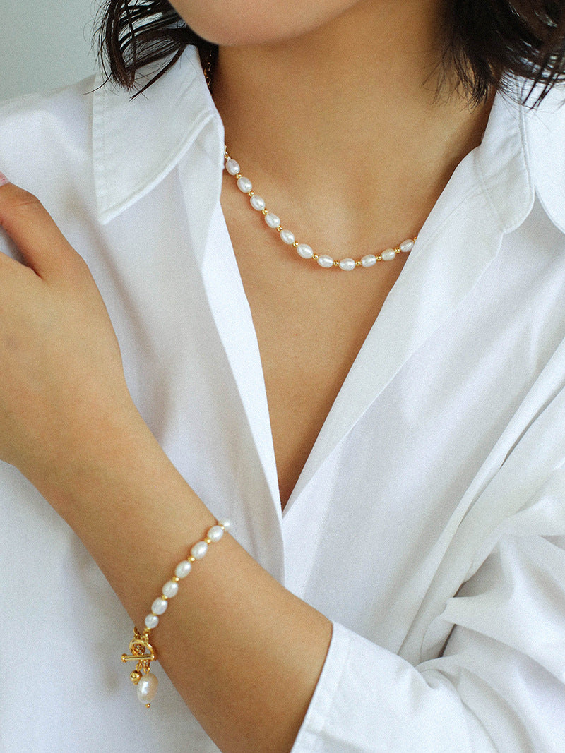 Freshwater Pearl Beaded Necklace and Bracelet Set