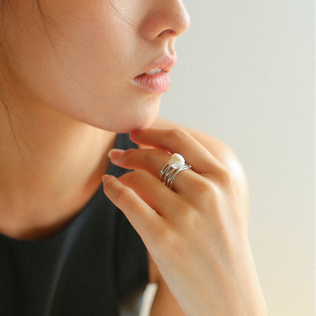 Multi-layer Baroque Pearl Ring Design