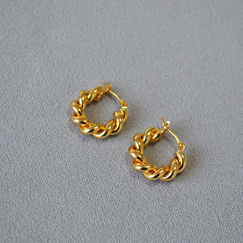 Twisted Gold Hoop Earrings