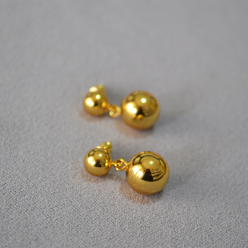 Dual Gold Balls Drop Earrings