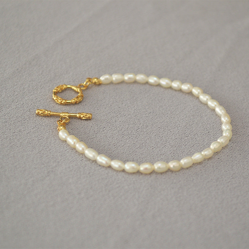 Mini Rice Pearl Beaded Necklace and Bracelet Set