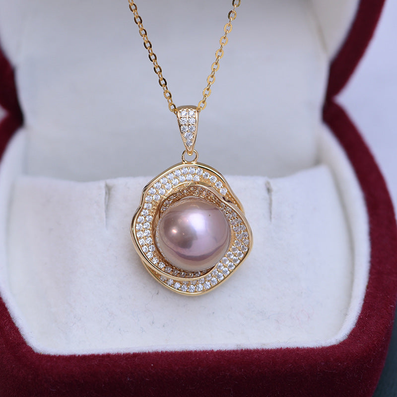 Freshwater Pearl Floral Pendant in 11-12mm Size