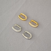 U Shape Half CZ Hoop Earrings