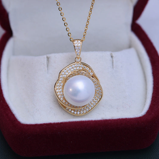 Freshwater Pearl Floral Pendant in 11-12mm Size