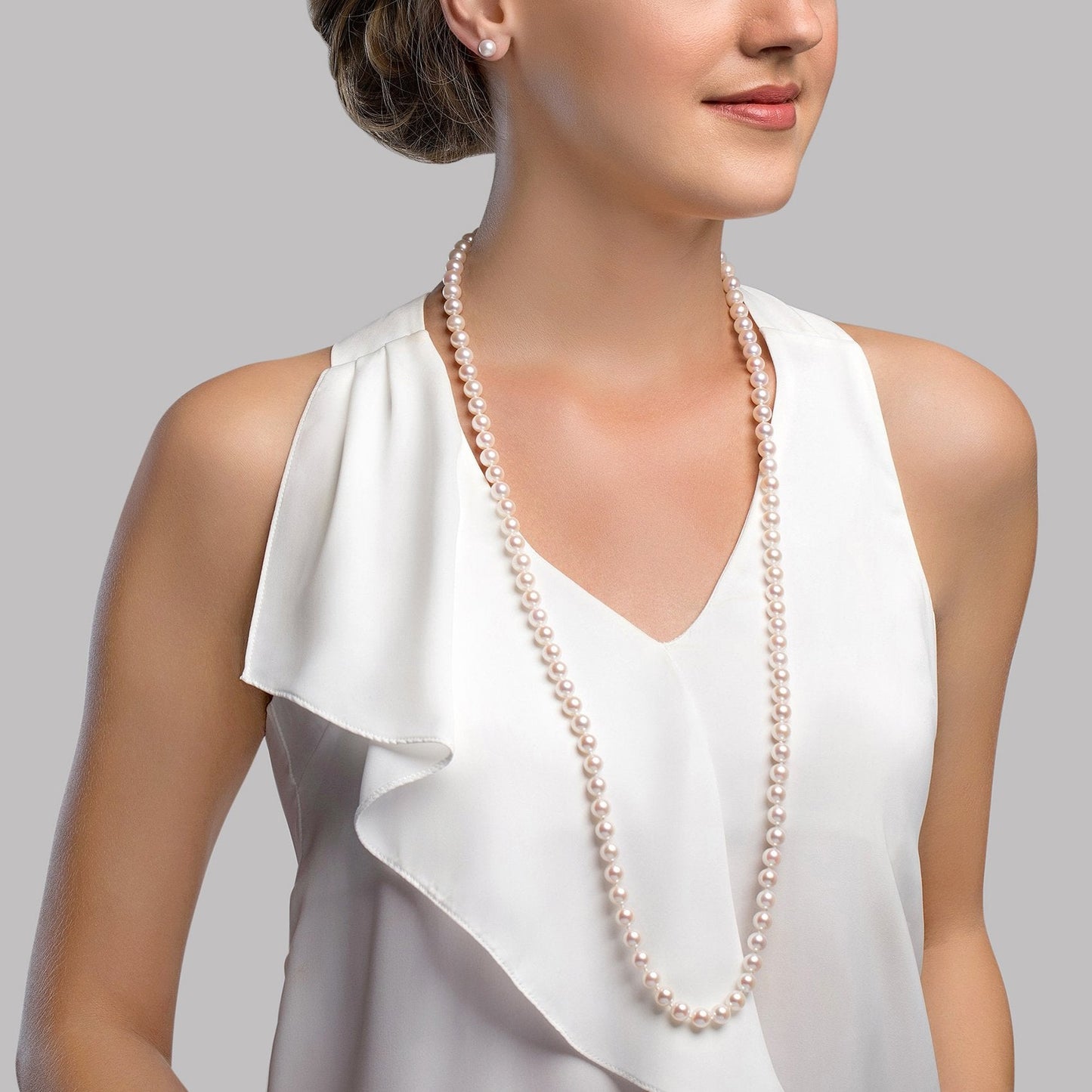 Opera Length White Akoya Pearl Necklace 7.0-7.5mm