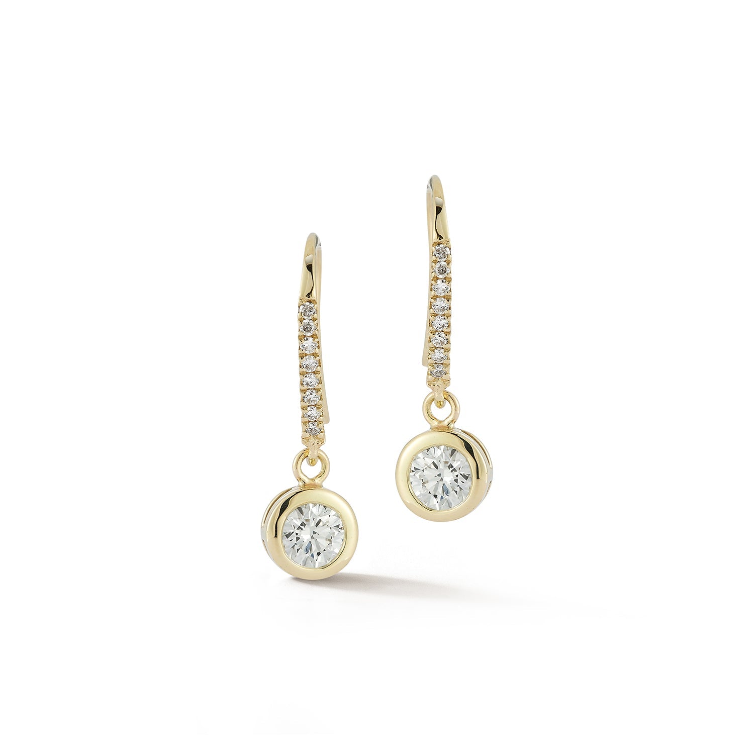 14kt Round Diamond Drop Earrings