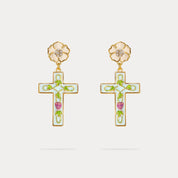 Cross Grape Vine Yard Earrings