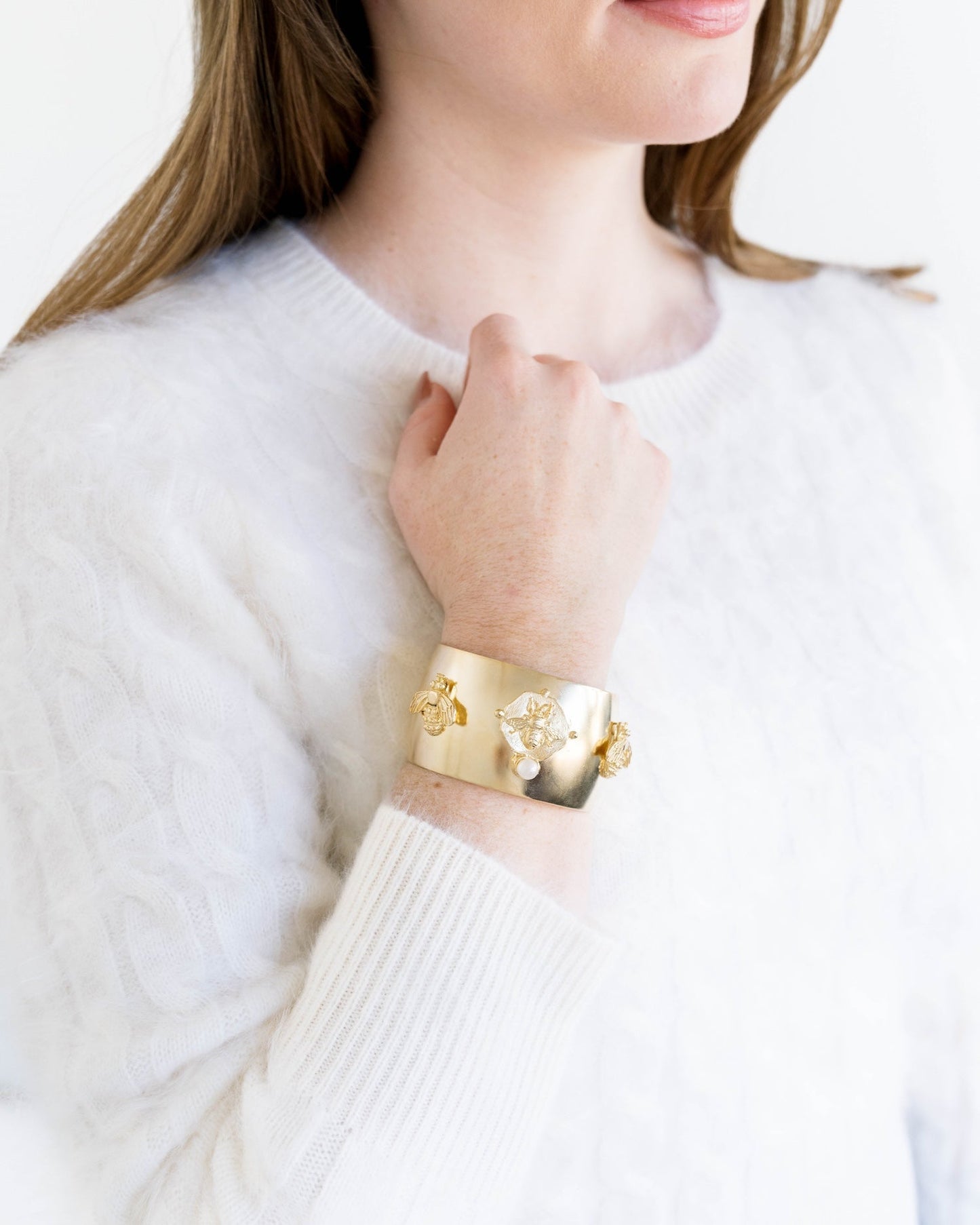 Cuff with Pearl and Bee Design