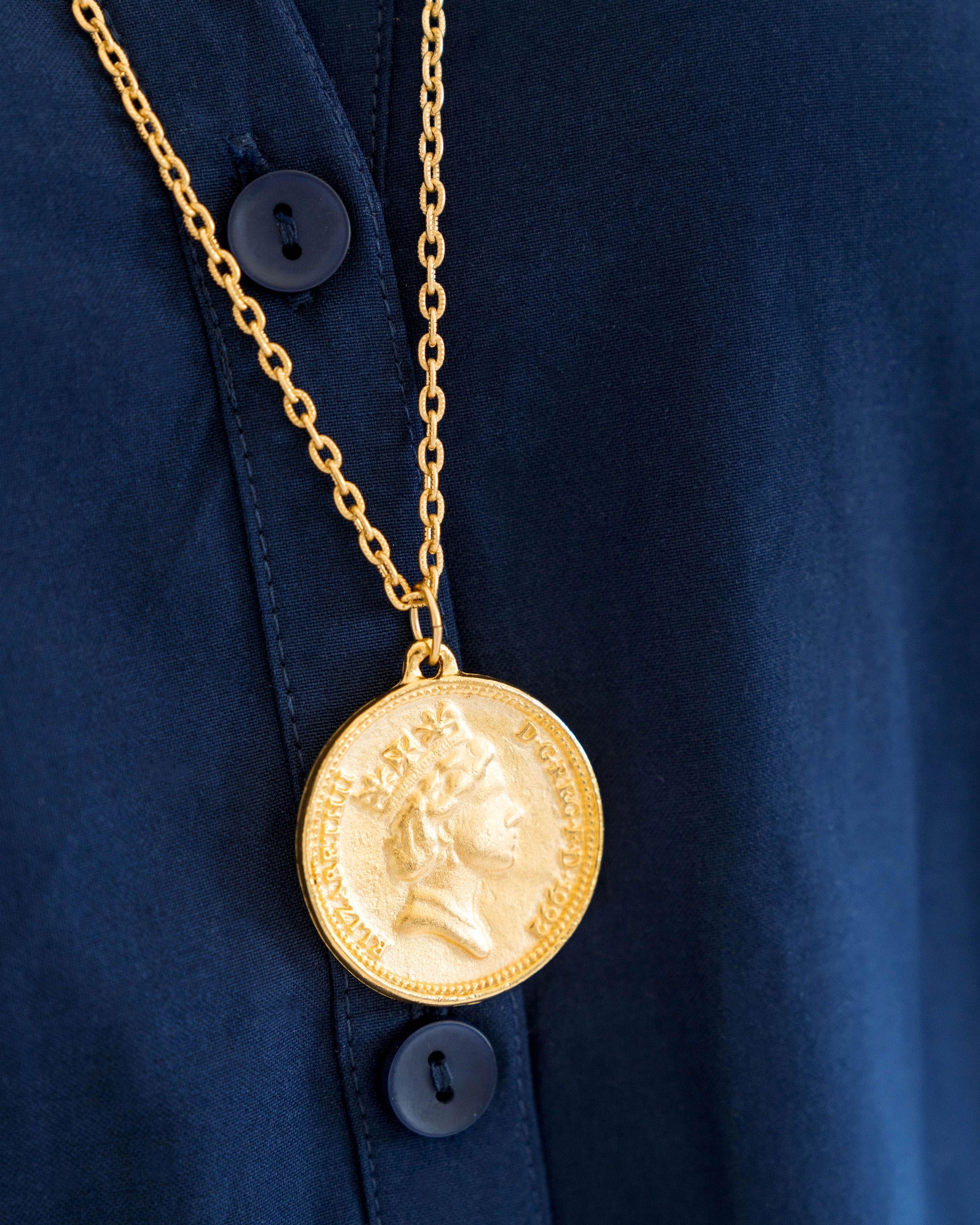 Queen Elizabeth Coin Long Necklace