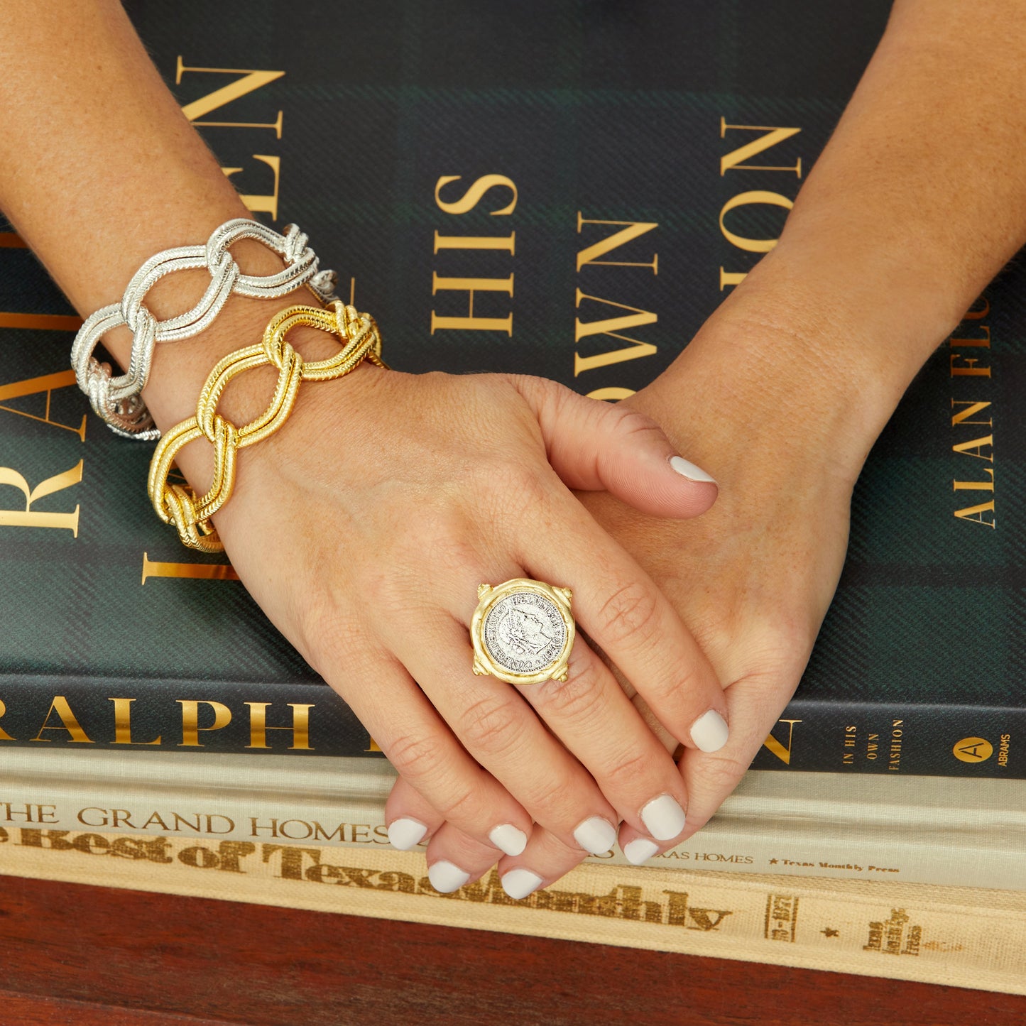 Mixed Metal Ring with Coin Design