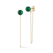 14kt Malachite Stud with Chain drop earrings