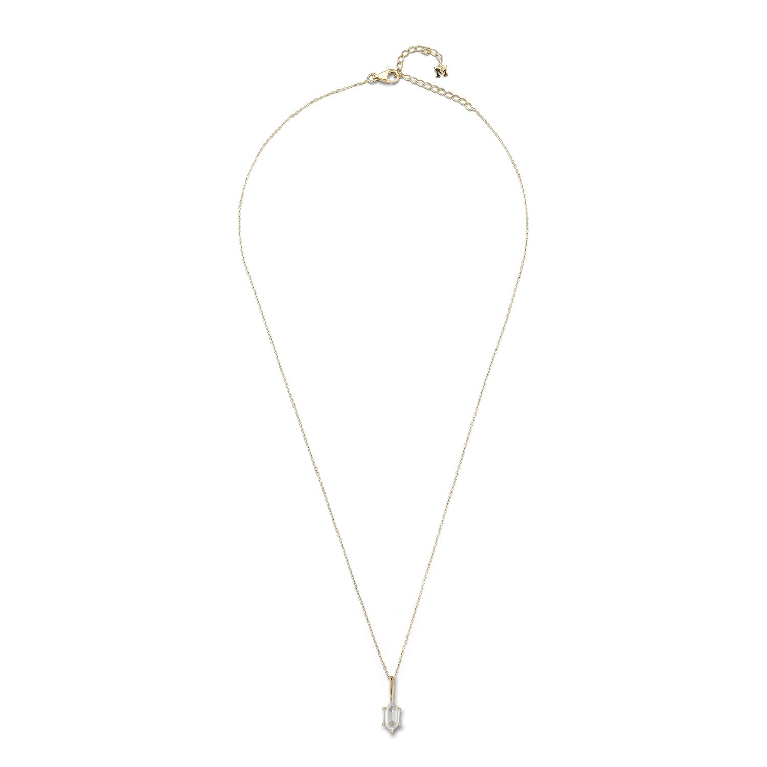 14kt White Topaz Hexagon Necklace