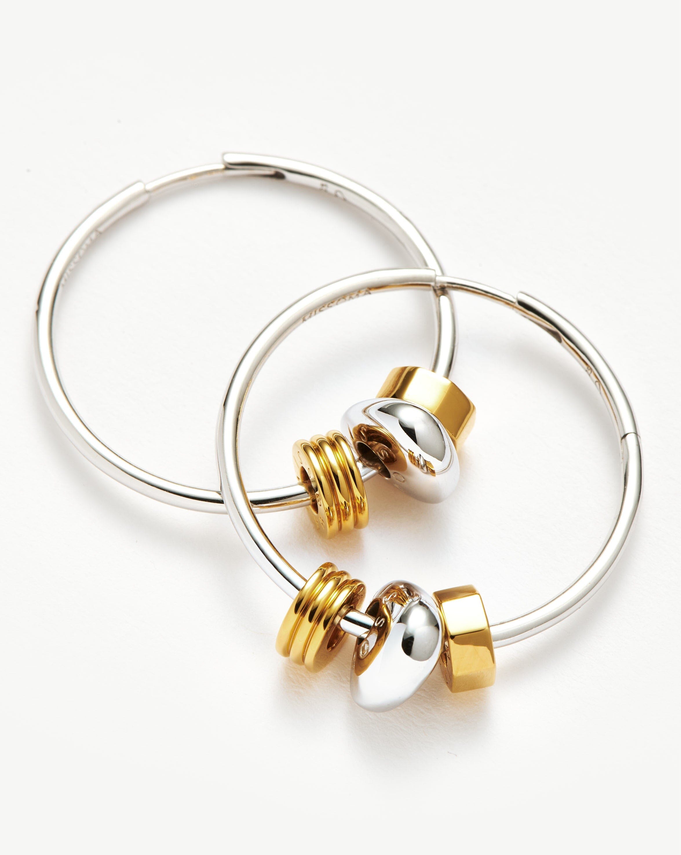 Abacus Beaded Medium Charm Hoop Earrings | 18k Recycled Gold Vermeil and Rhodium on Sterling Silver