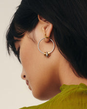 Abacus Beaded Medium Charm Hoop Earrings | 18k Recycled Gold Vermeil and Rhodium on Sterling Silver